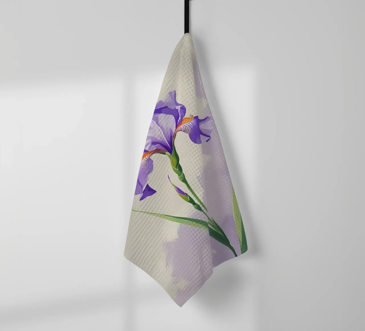 Fleur d'iris pourpre - Aquarelle douce Art botanique torchon de Bloom And Brush