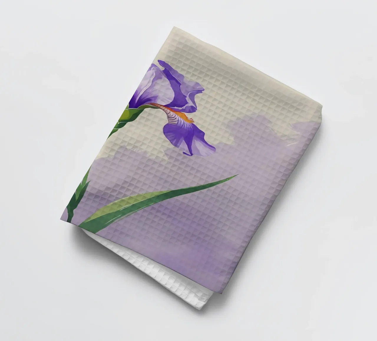 Fleur d'iris pourpre - Aquarelle douce Art botanique torchon de Bloom And Brush