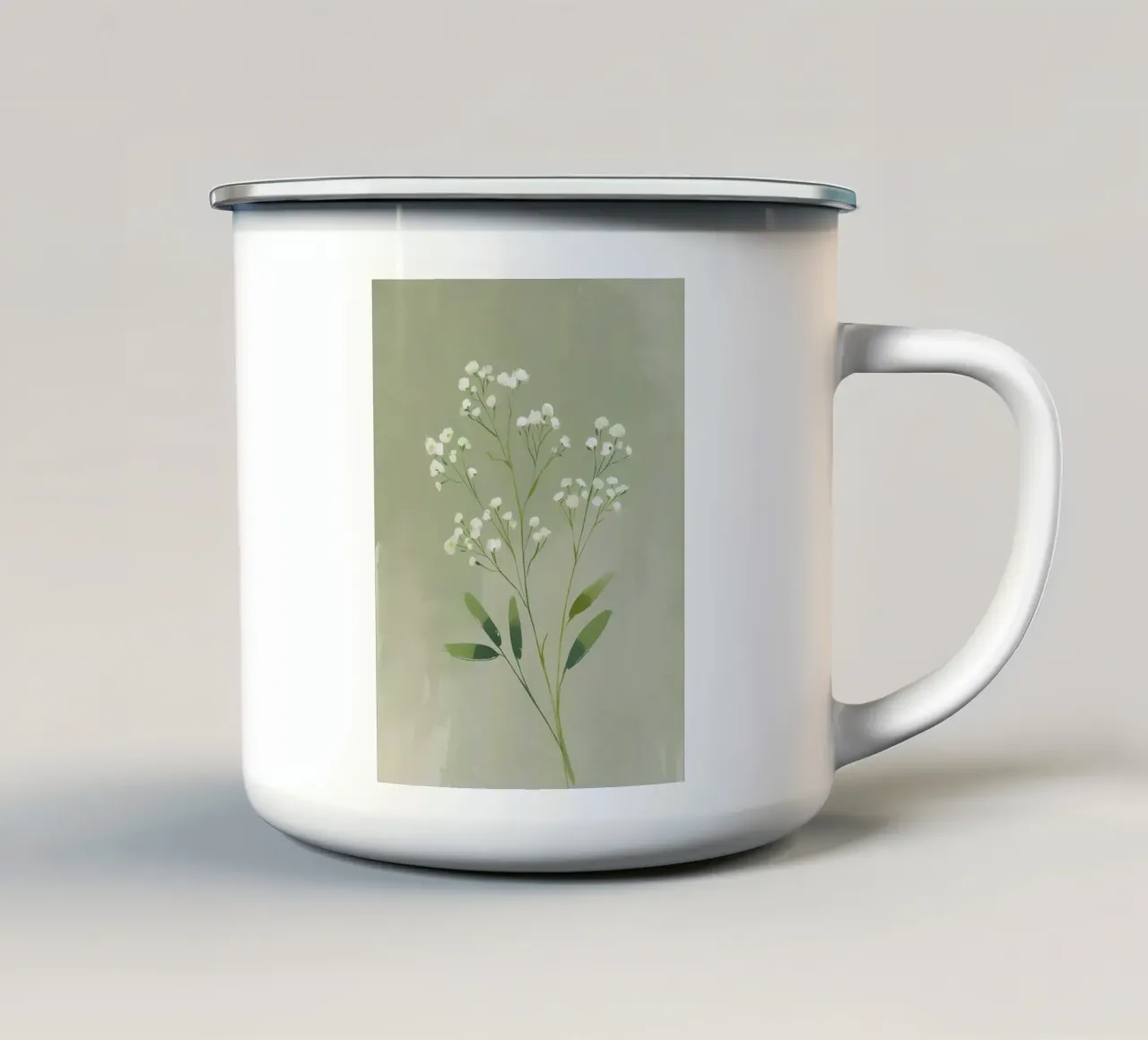 Zachte babyadem - Zachte aquarel botanische print emaille mok van Bloom And Brush