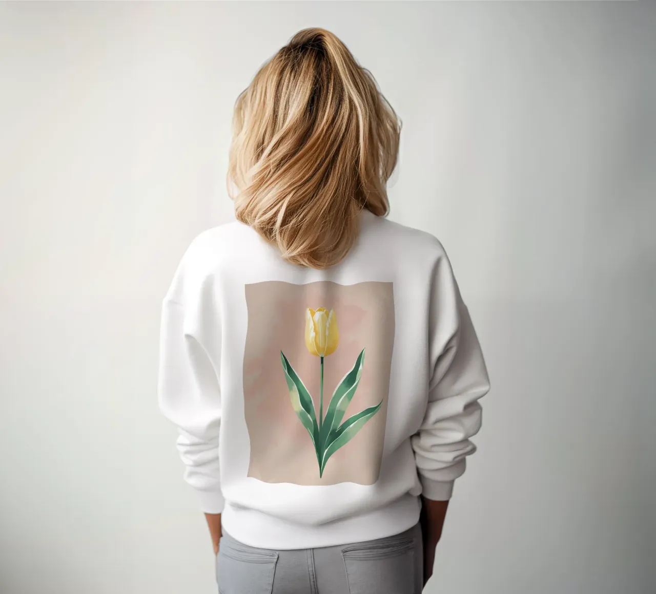 Tulipe jaune en fleurs - Peinture aquarelle douce de printemps sweat de Bloom And Brush