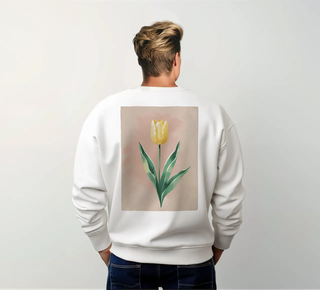 Tulipe jaune en fleurs - Peinture aquarelle douce de printemps sweat de Bloom And Brush