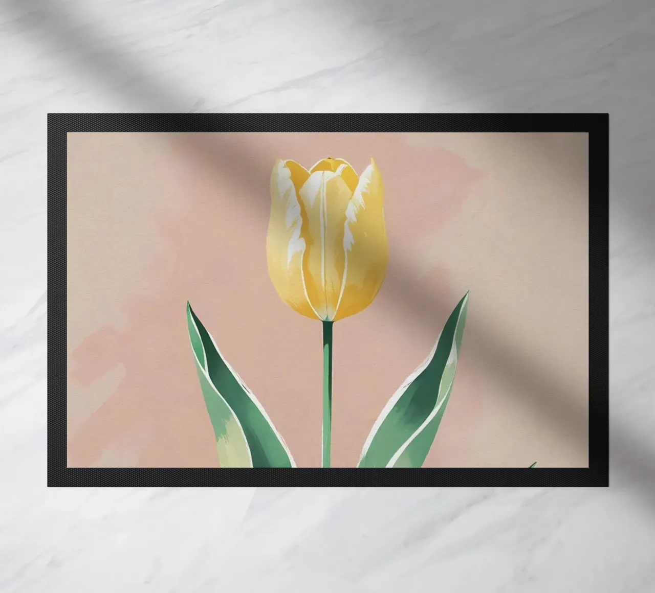 Tulipe jaune en fleurs - Peinture aquarelle douce de printemps paillasson de Bloom And Brush