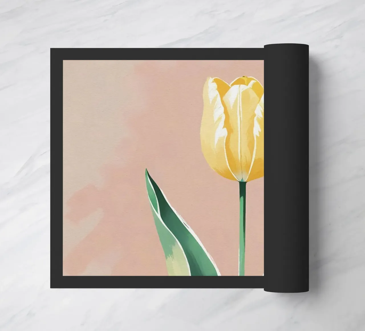 Tulipe jaune en fleurs - Peinture aquarelle douce de printemps paillasson de Bloom And Brush