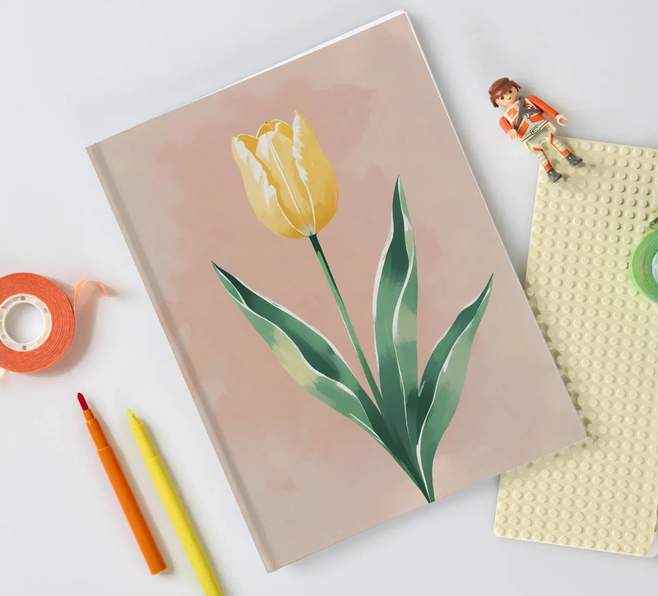 Tulipe jaune en fleurs - Peinture aquarelle douce de printemps carnet de notes de Bloom And Brush