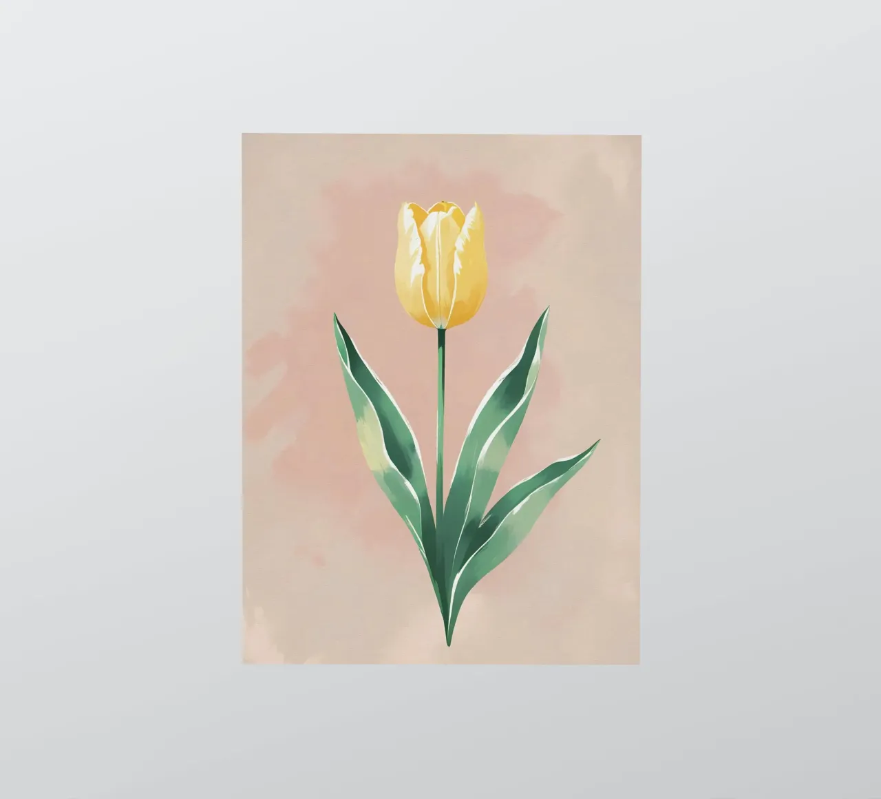 Tulipe jaune en fleurs - Peinture aquarelle douce de printemps autocollant de Bloom And Brush