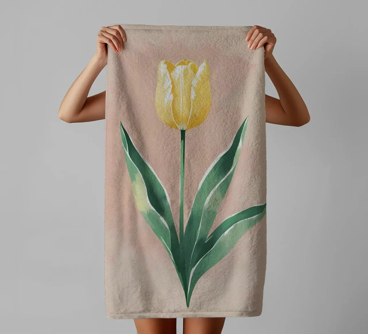 Tulipe jaune en fleurs - Peinture aquarelle douce de printemps serviette de bain de Bloom And Brush