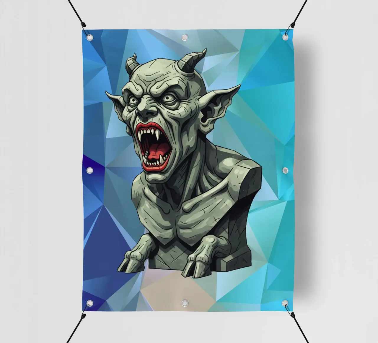 Statua della testa del diavolo Lowpoly telo in pvc da Low Profile
