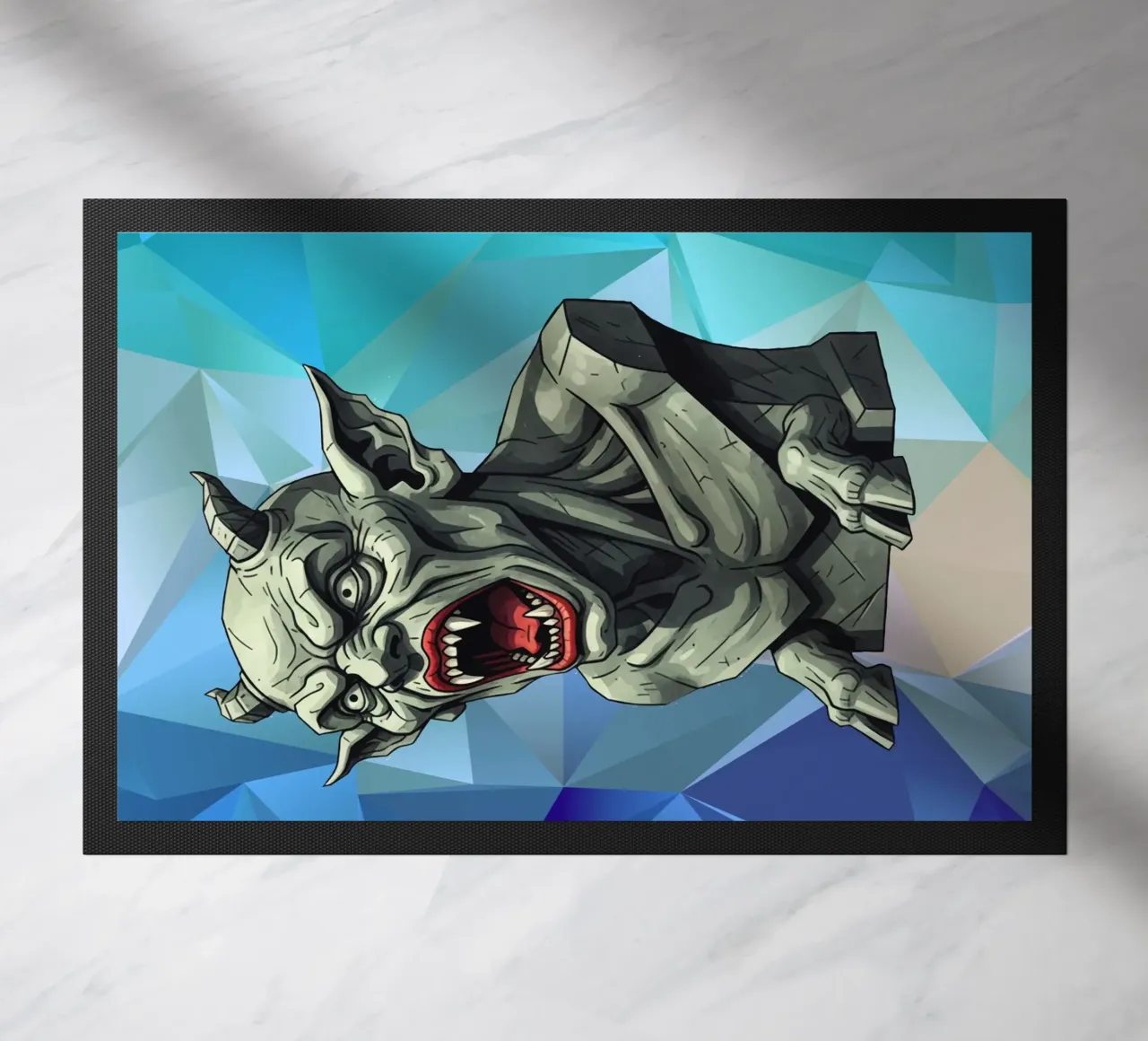 Kopf des Teufels Statue Lowpoly Fußmatte von Low Profile