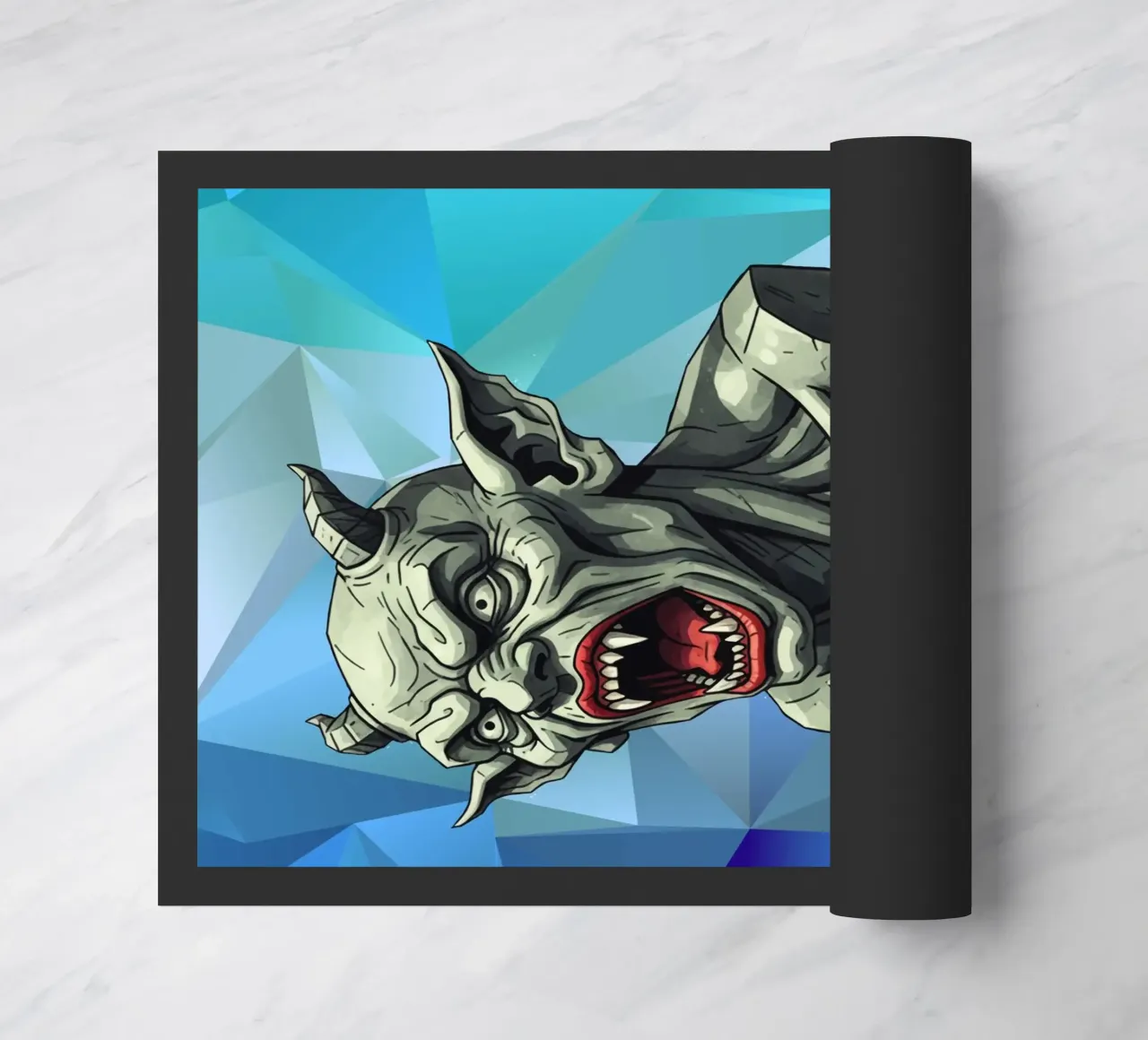 Kopf des Teufels Statue Lowpoly Fußmatte von Low Profile