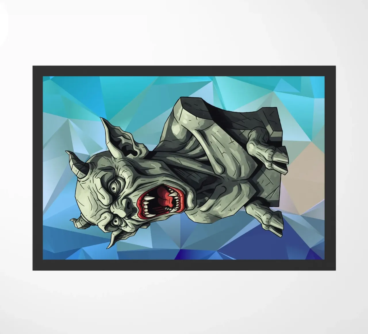 Kopf des Teufels Statue Lowpoly Fußmatte von Low Profile