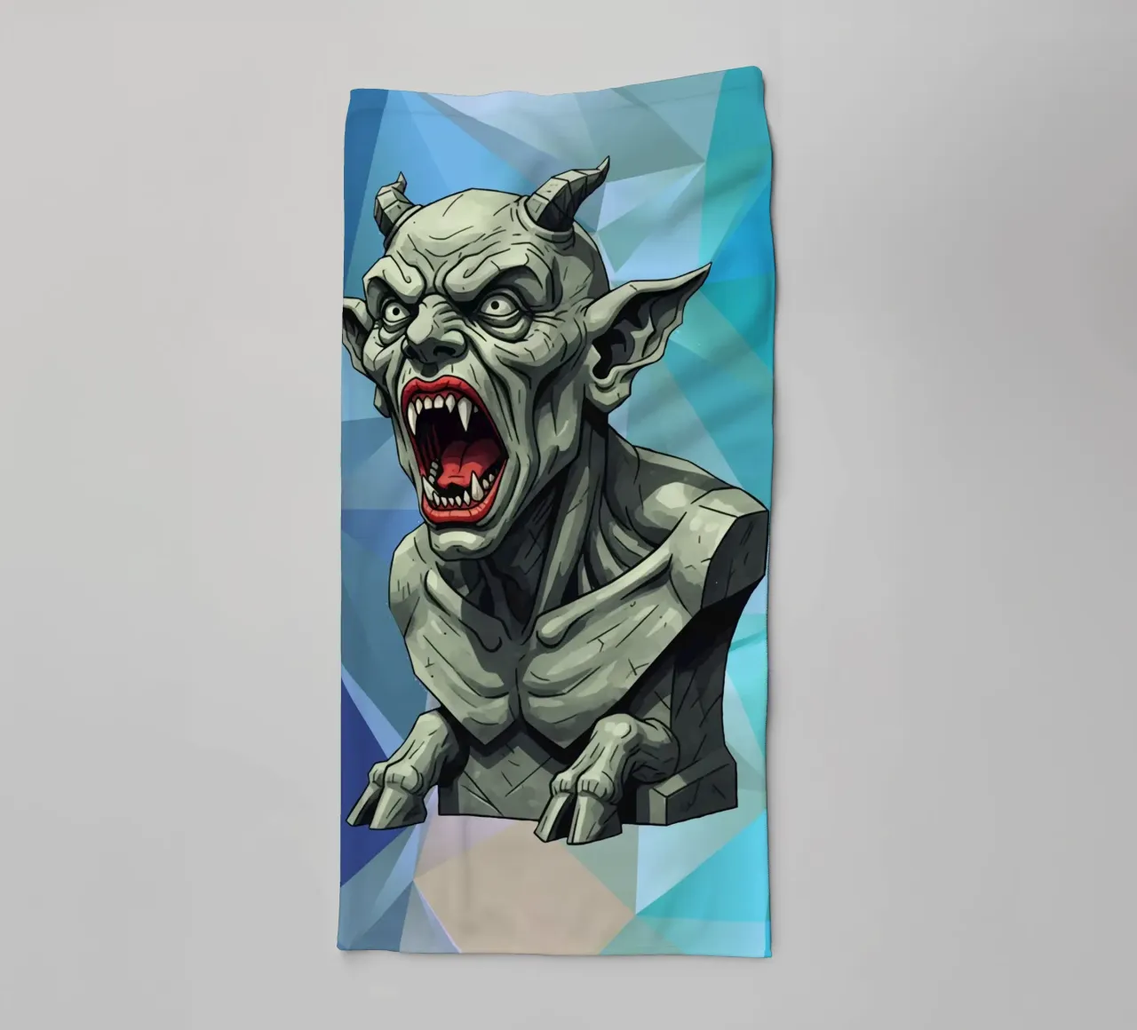 Statua della testa del diavolo Lowpoly asciugamano da bagno da Low Profile