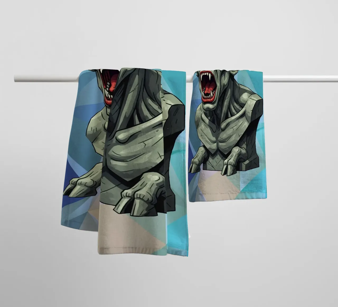 Statua della testa del diavolo Lowpoly asciugamano da bagno da Low Profile