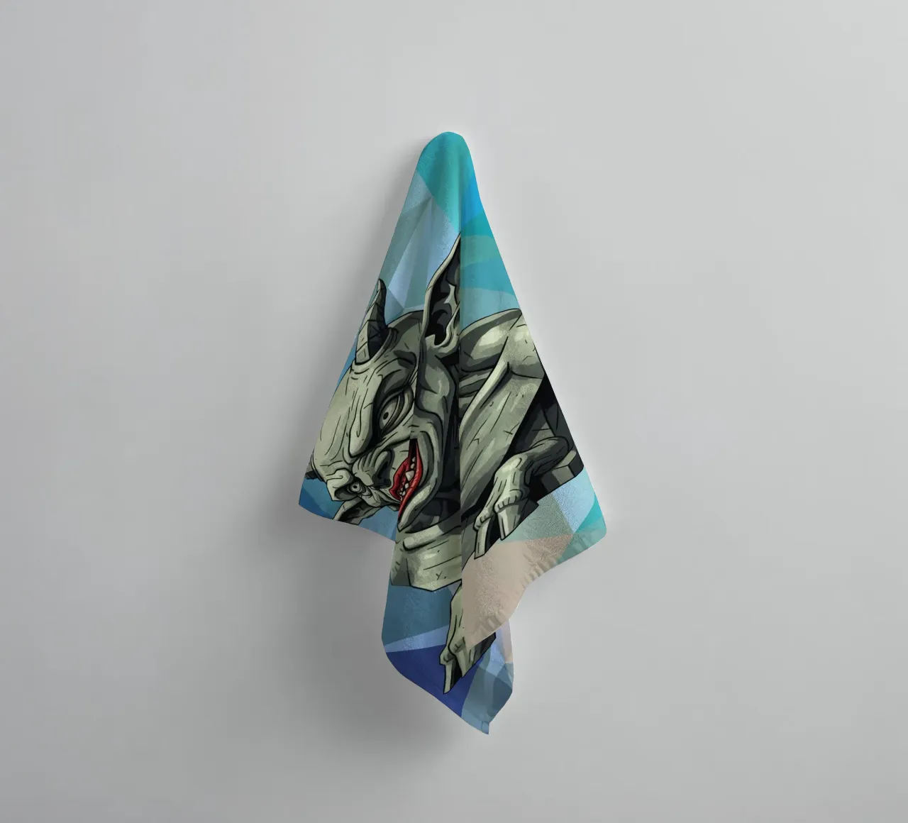 Statua della testa del diavolo Lowpoly asciugamano da bagno da Low Profile