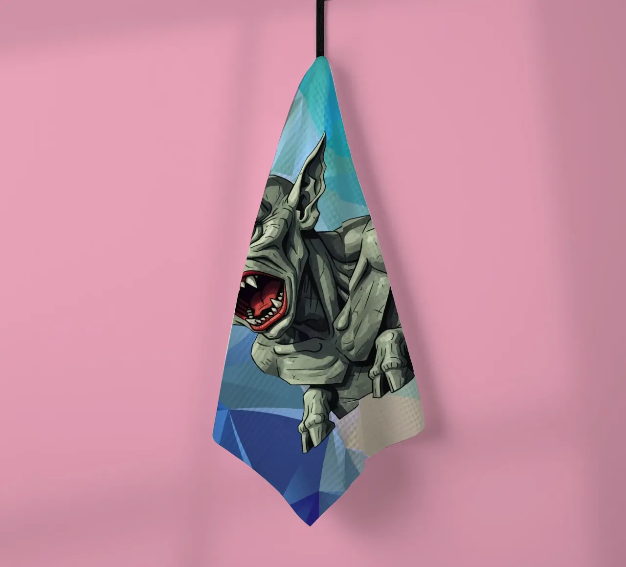 Statua della testa del diavolo Lowpoly canovaccio da cucina da Low Profile