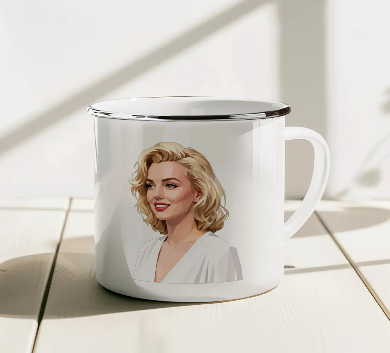 Ana de armas bionda Lowpoly tazza in smalto da Low Profile