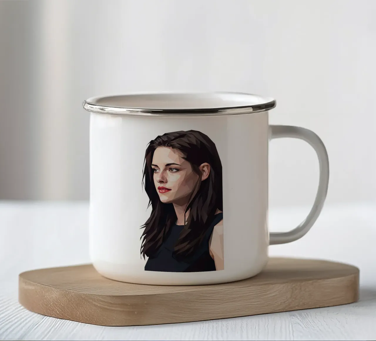 Kristen Stewart Low poly tazza in smalto da Low Profile