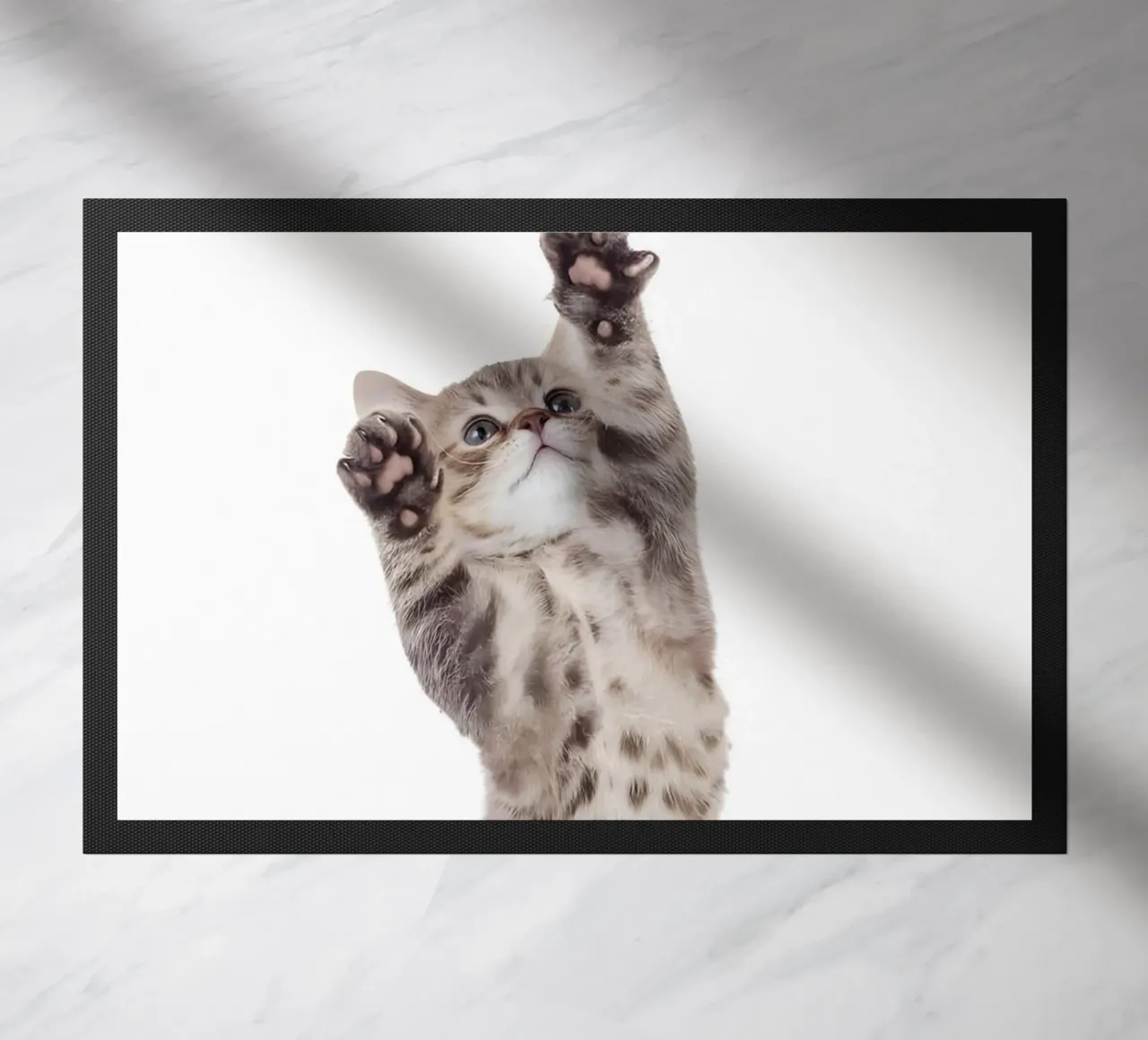 Paws Up! doormat by Pixel Boy