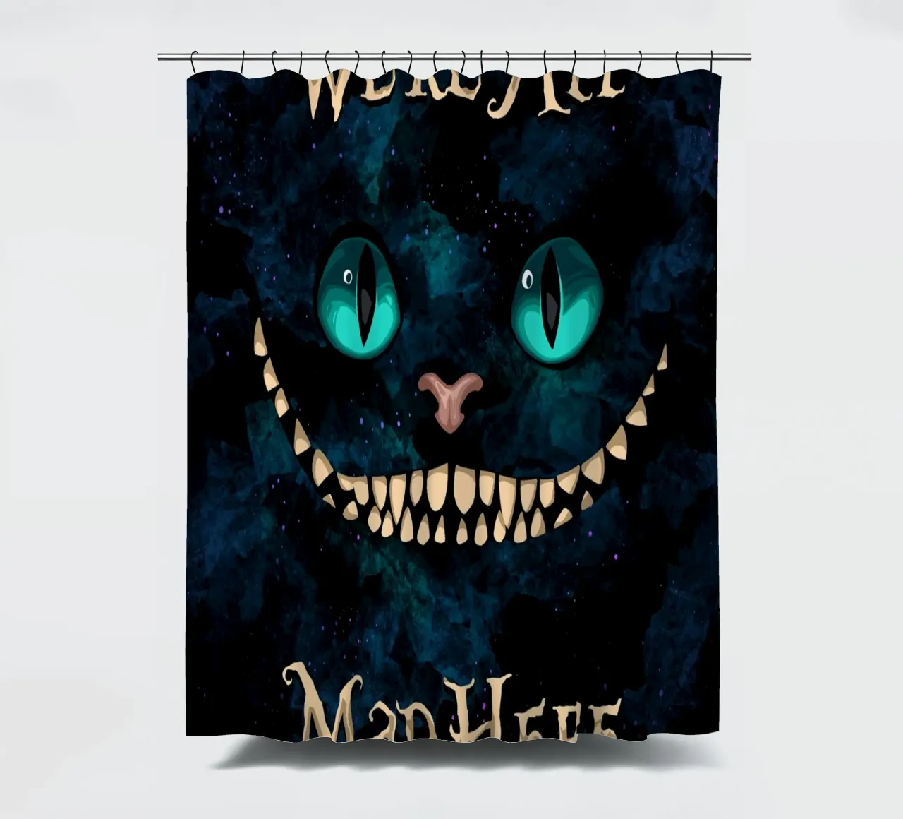 We're All Mad Here shower curtain by nabakumov
