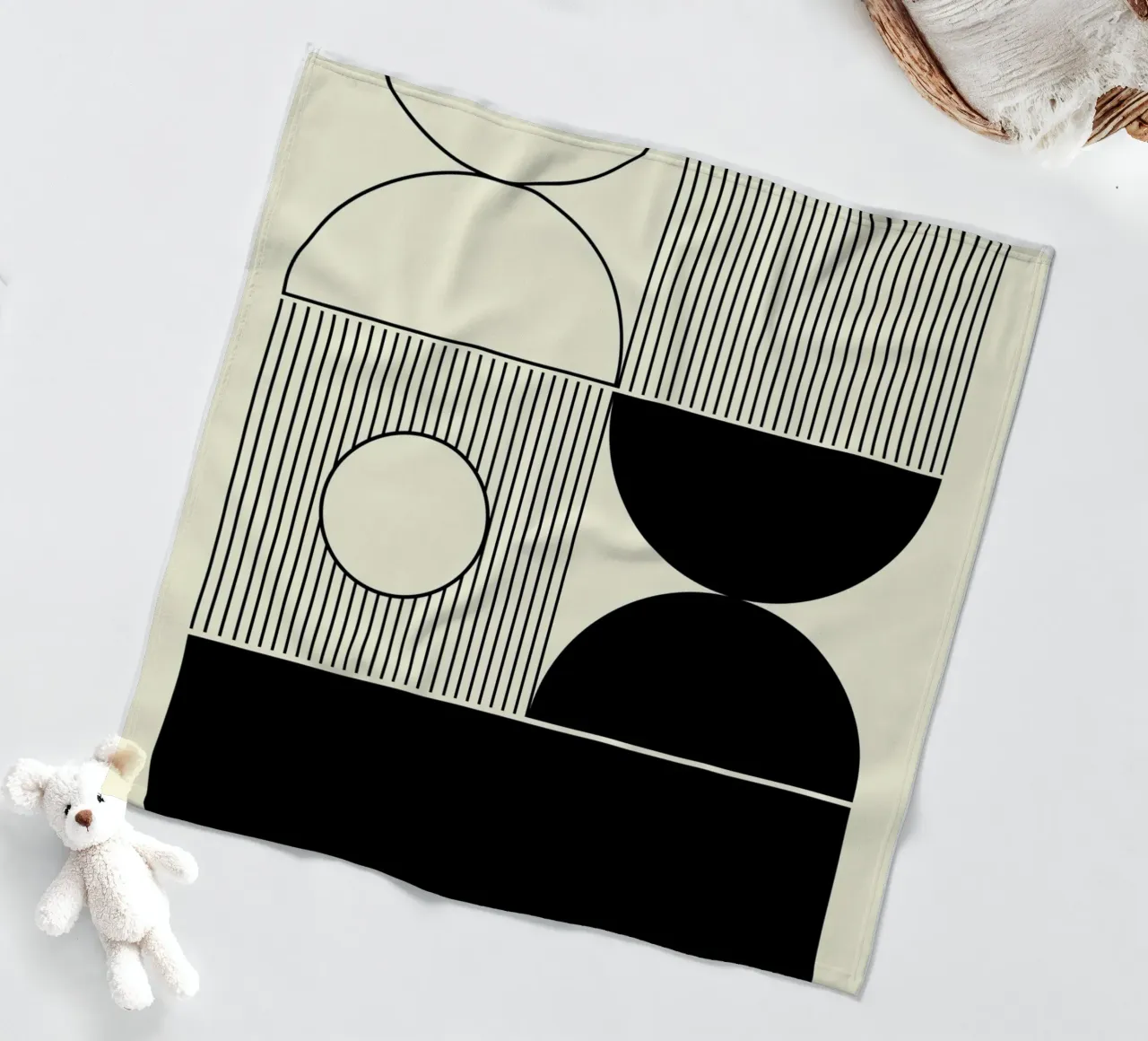 The Pause - Minimalist Geometric Abstract fleece blanket by KHouse Studio