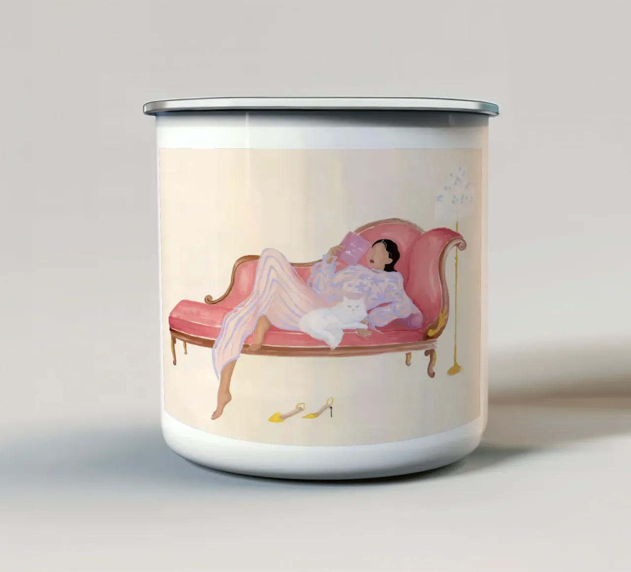 Pomeriggio dedicato alla cura di sé tazza in smalto da sidine shop