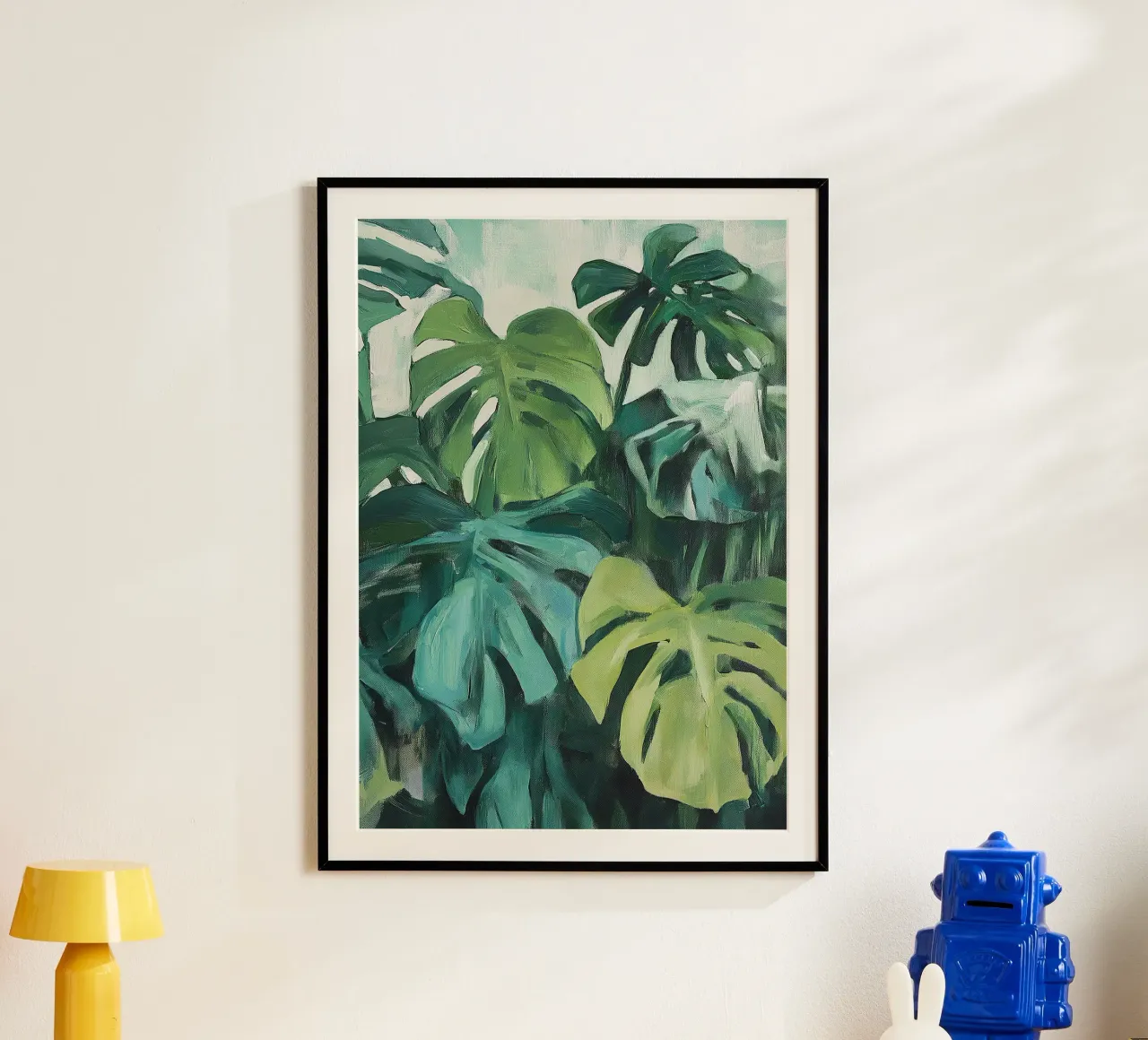 Botanisch Monstera Pflanze Grün Flora Ölgemälde Minimalismus Poster von Euphoria Theresa