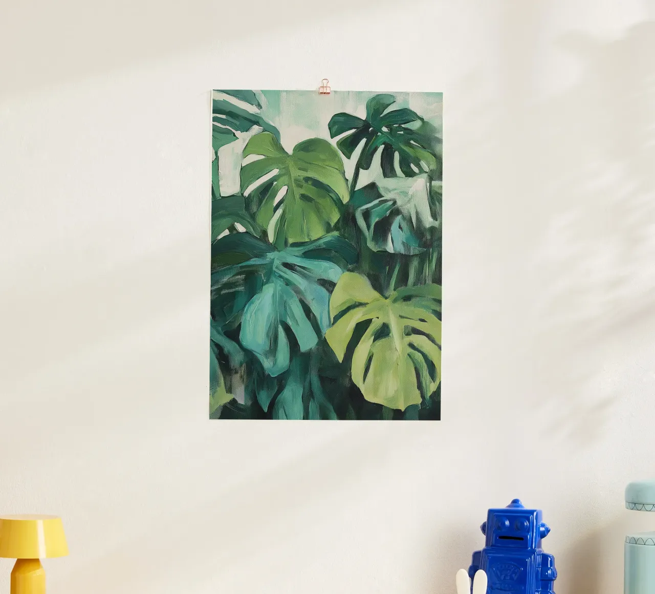 Botanisch Monstera Pflanze Grün Flora Ölgemälde Minimalismus Poster von Euphoria Theresa