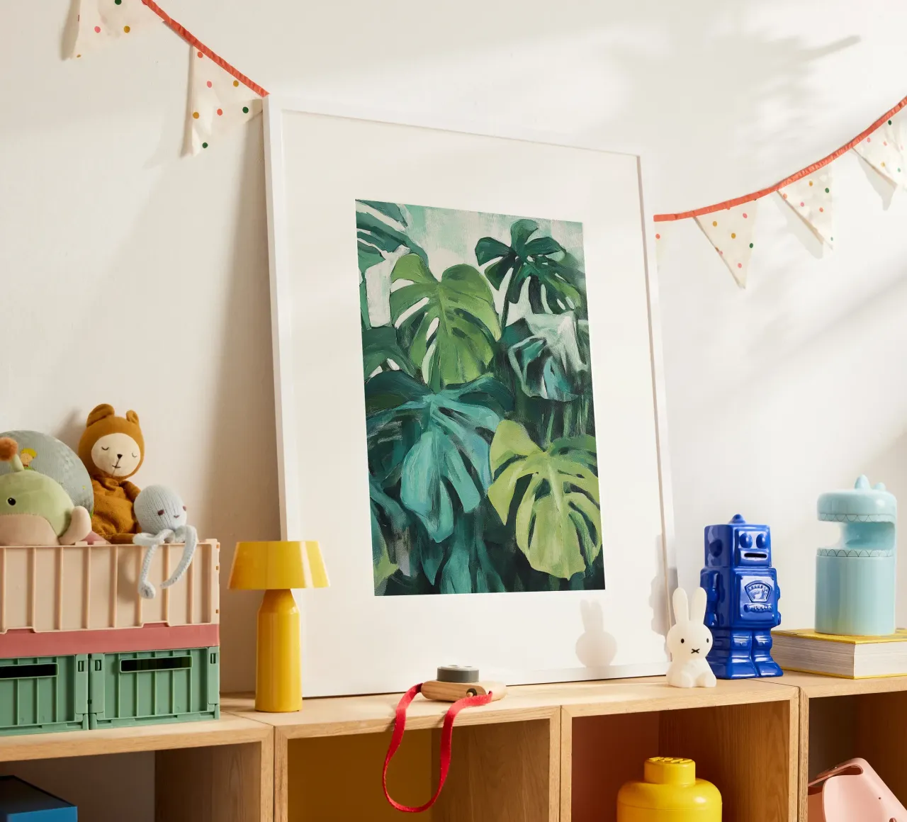 Botanisch Monstera Pflanze Grün Flora Ölgemälde Minimalismus Poster von Euphoria Theresa