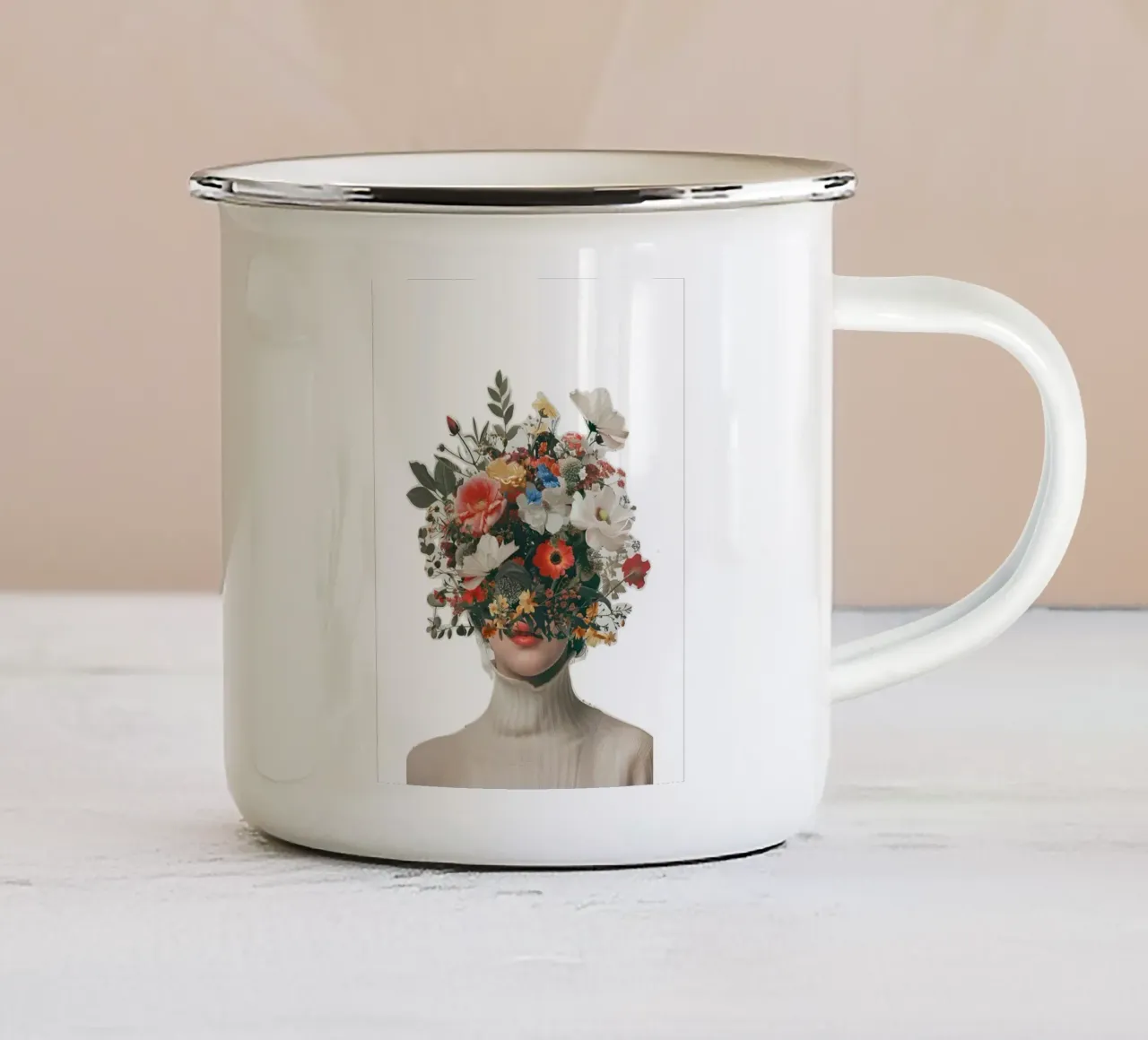Bouquet vivente tazza in smalto da Pixel Boy