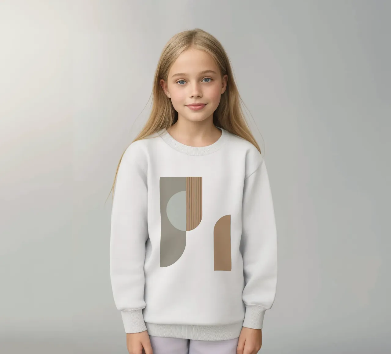 Linnen en steen - Abstracte compositie kinder sweatshirt van KHouse Studio