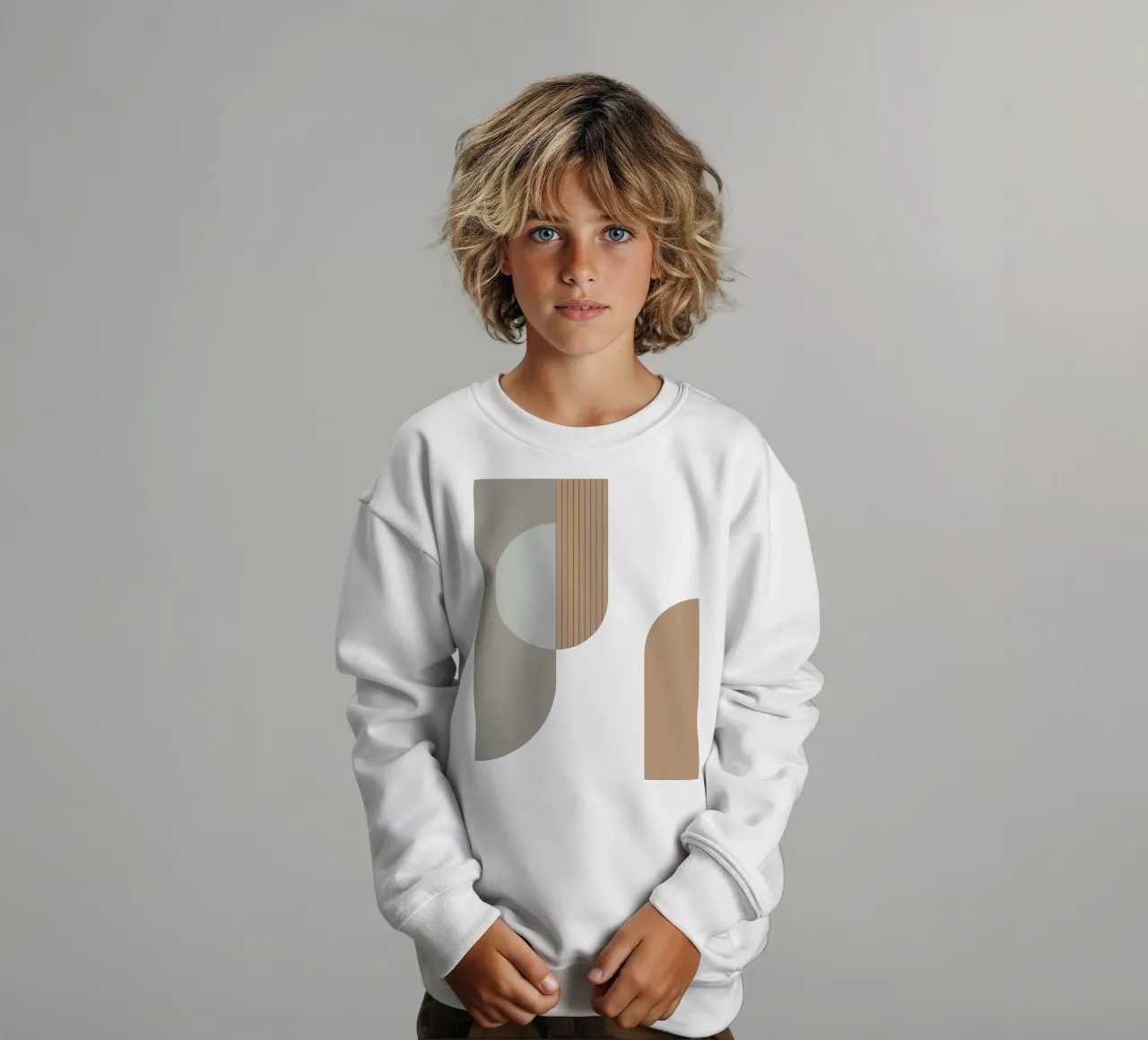 Linnen en steen - Abstracte compositie kinder sweatshirt van KHouse Studio