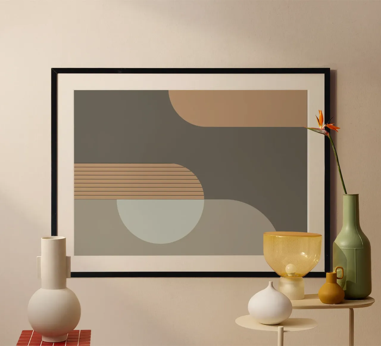 Linnen en steen - Abstracte compositie poster van KHouse Studio