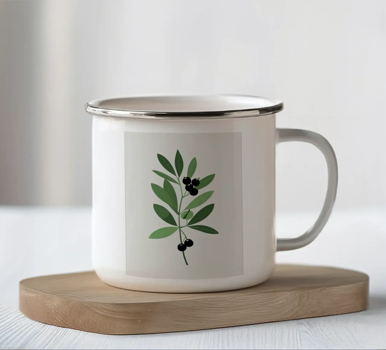 Un solo rametto tazza in smalto da Botanical Gallery