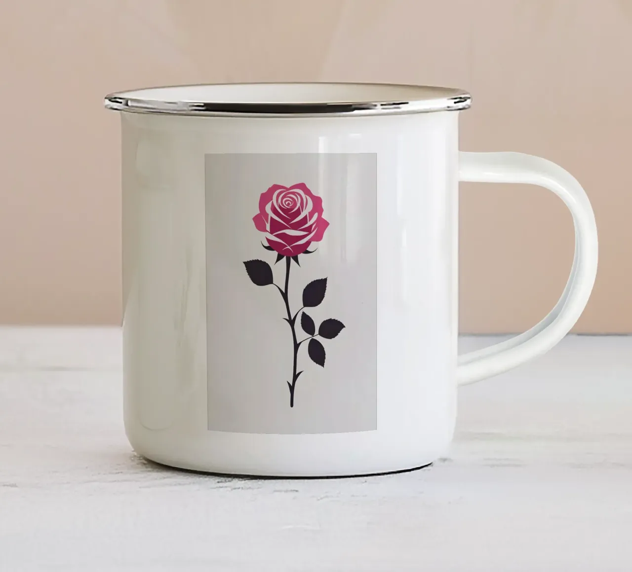 Silhouette rosa tazza in smalto da Botanical Gallery