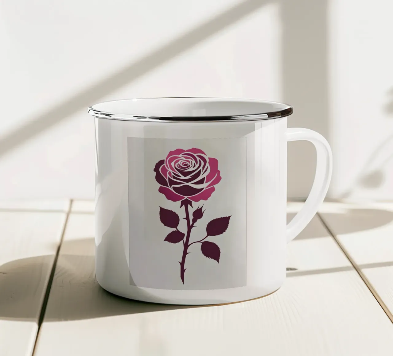 Silhouette rosa tazza in smalto da Botanical Gallery