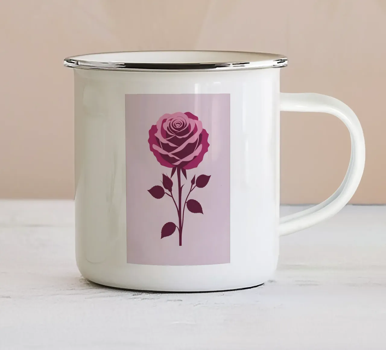 Silhouette rosa tazza in smalto da Botanical Gallery