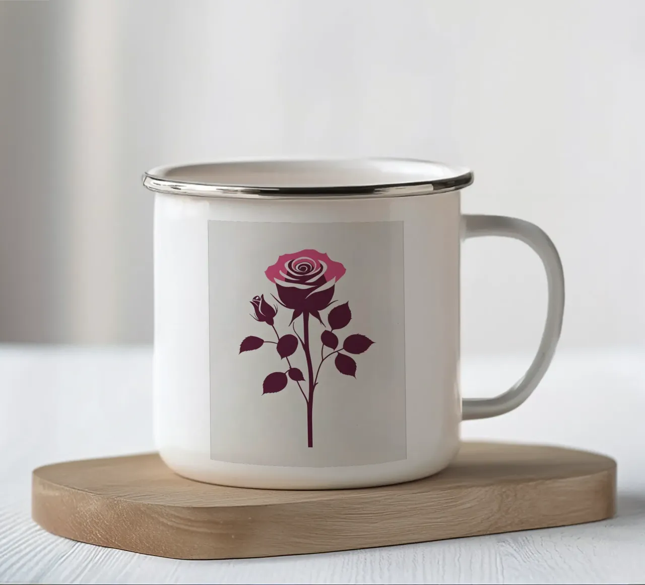 Silhouette rosa tazza in smalto da Botanical Gallery