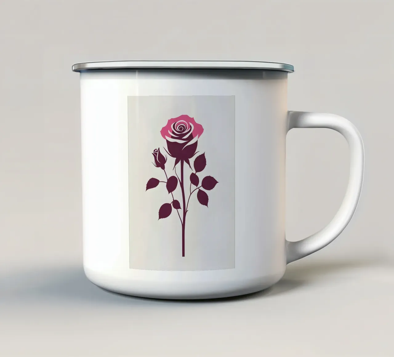 Silhouette rosa tazza in smalto da Botanical Gallery