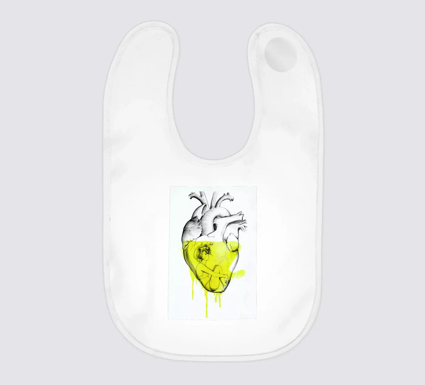 Drowning baby bib by Ina Stanimirova