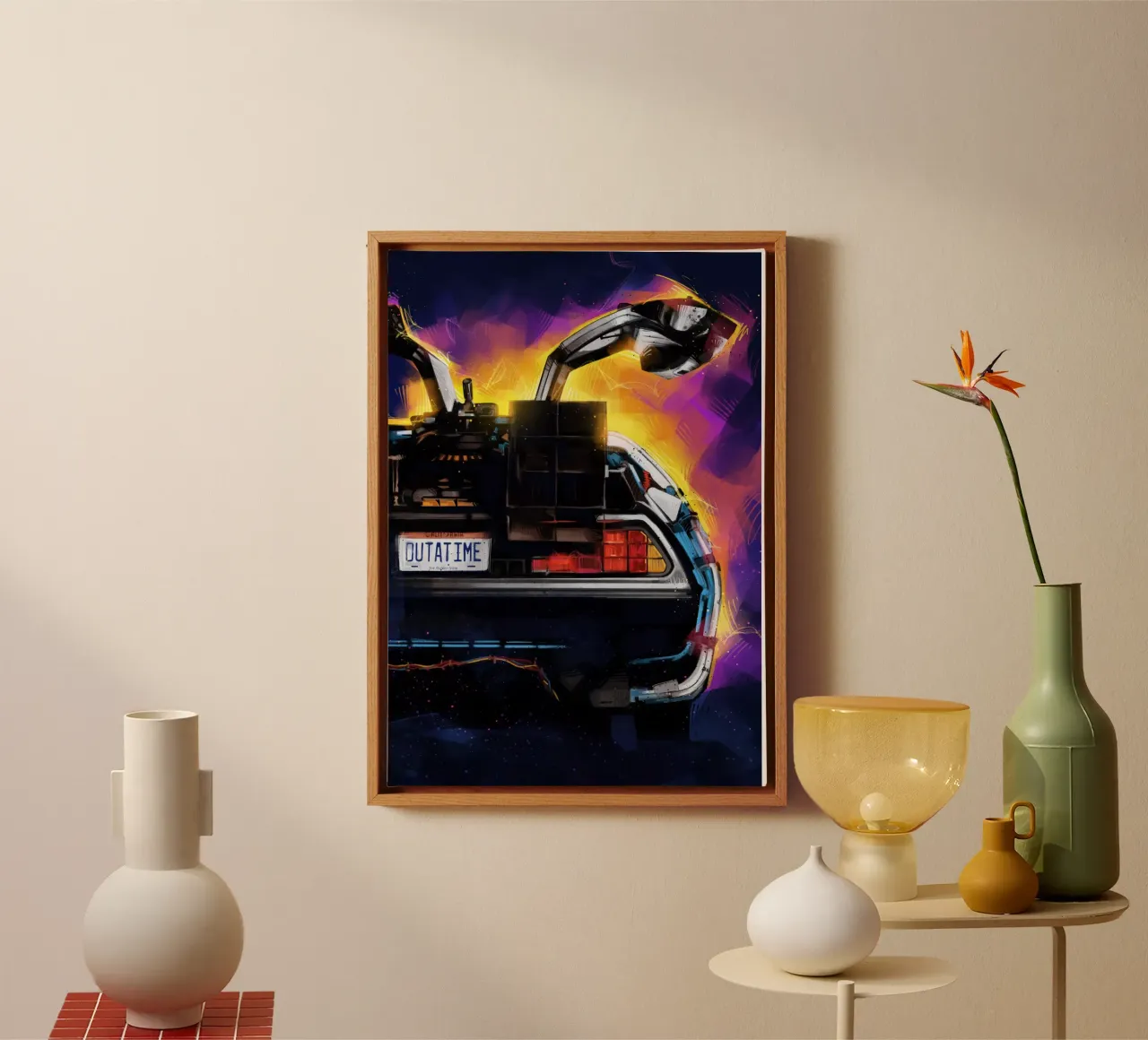 Back To The Future Delorean tela con Cornice a cassetta da nabakumov