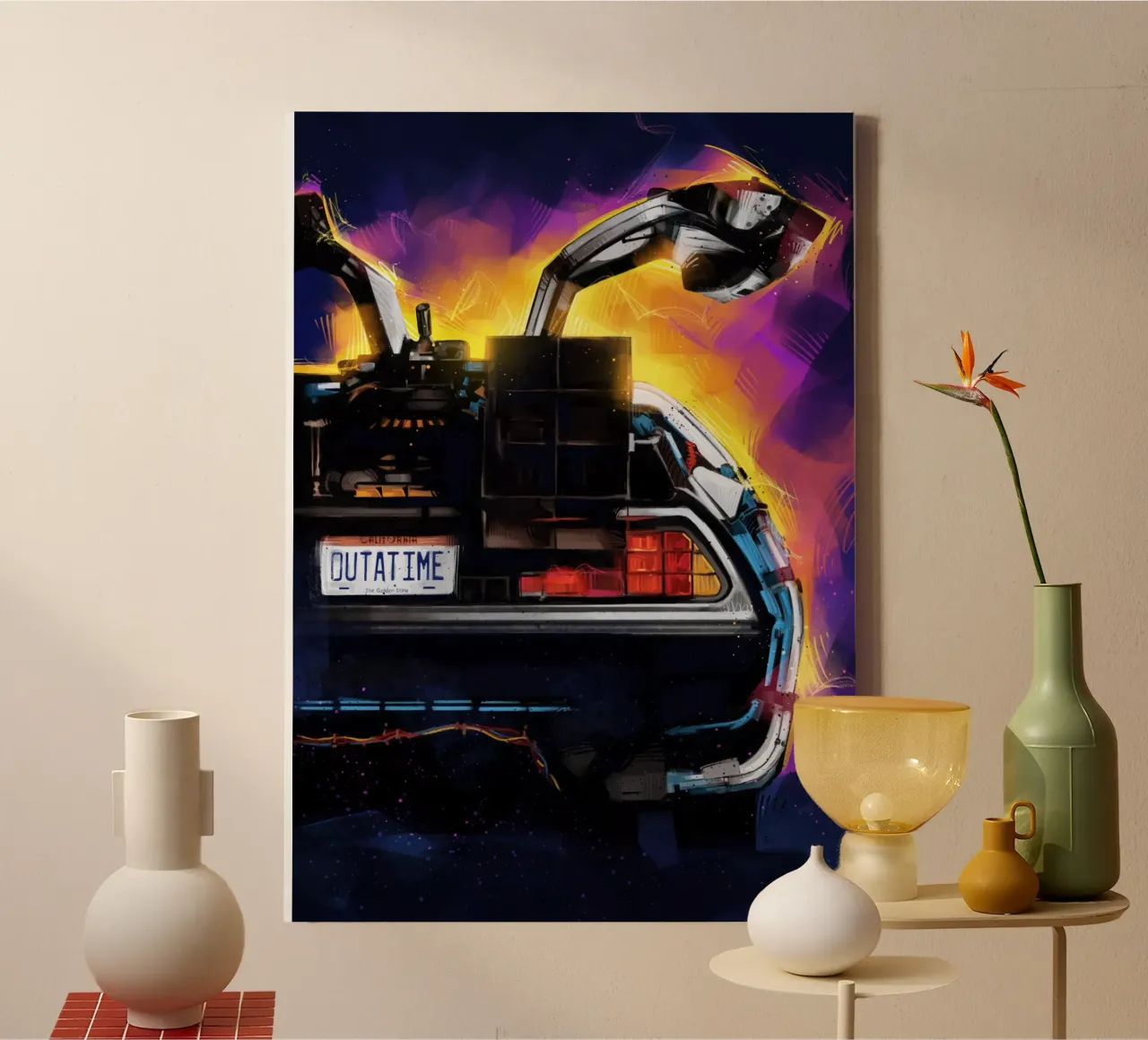 Back To The Future Delorean tela con Cornice a cassetta da nabakumov