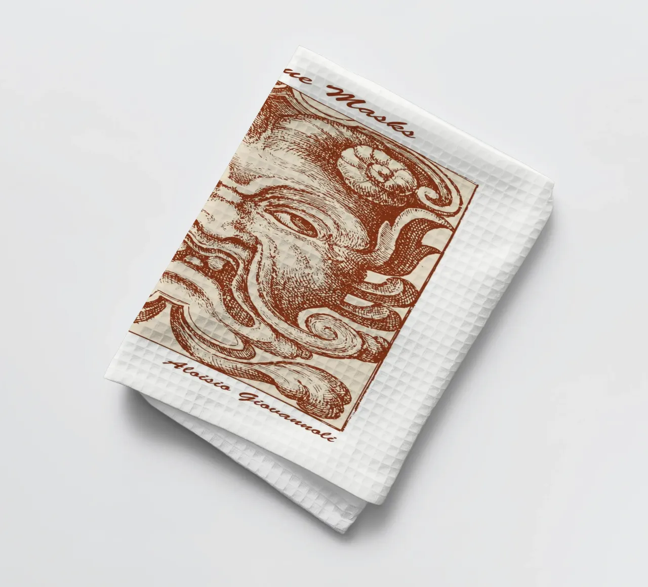 Grotesque Masks tea towel by Doa Project