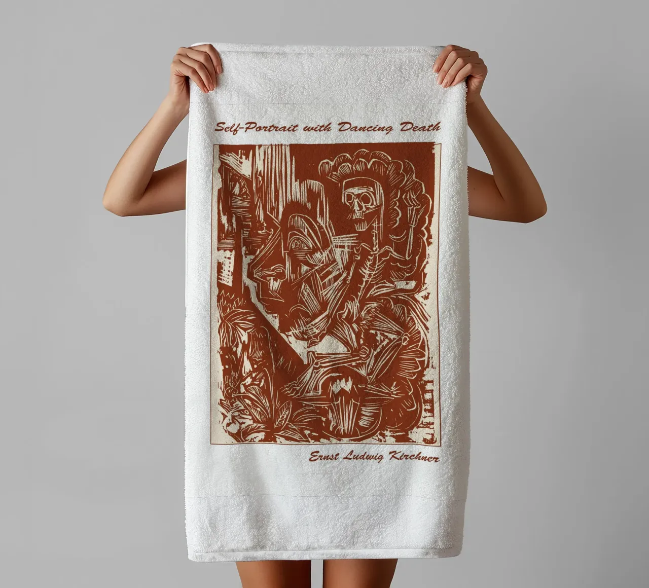 Autoritratto con morte danzante asciugamano da bagno da Doa Project