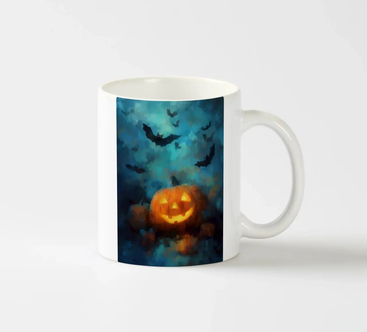 Zucca e pipistrelli di Halloween tazza in ceramica da Justyna Jaszke JBJart