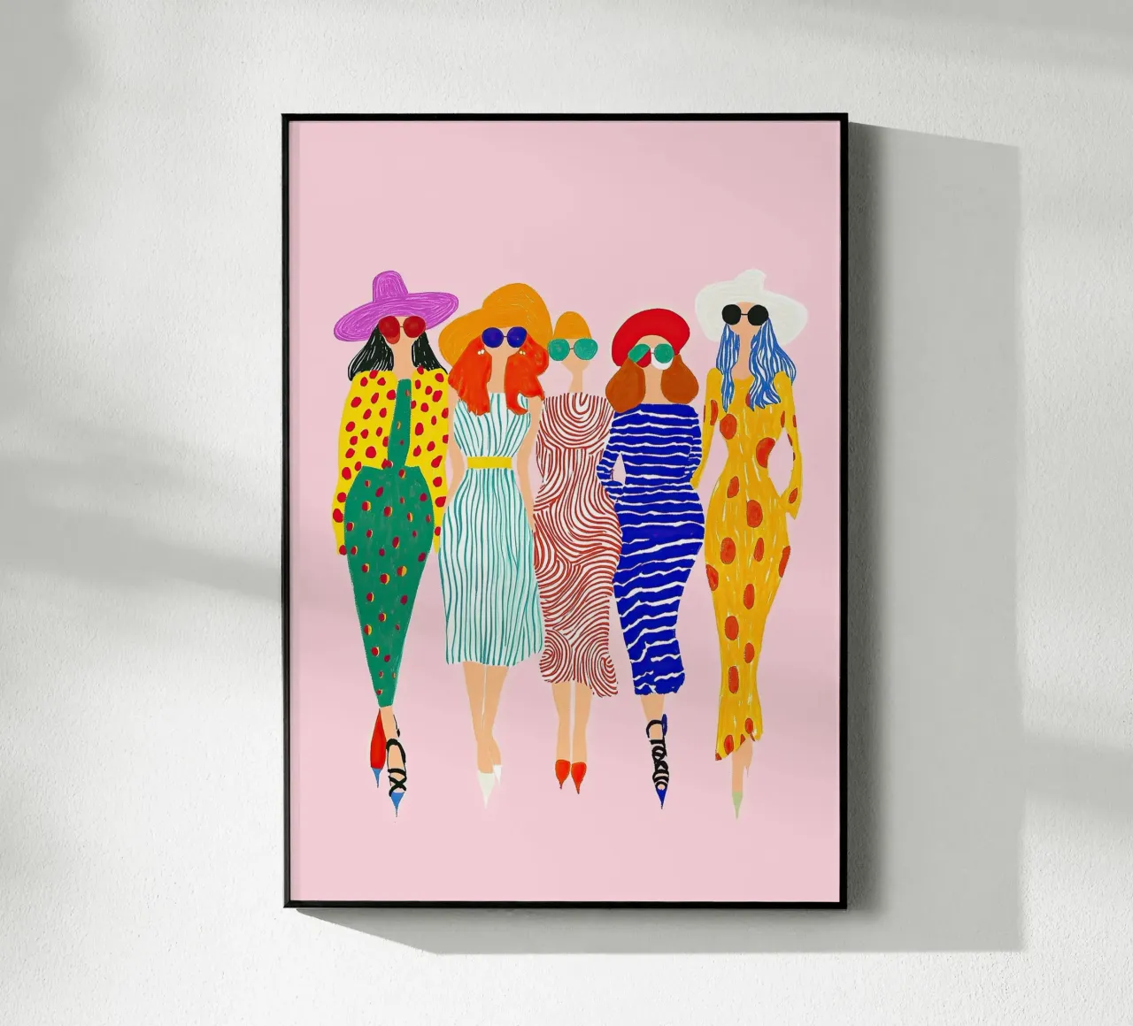 Equipaggio Retro Pop Diva: Arte astratta a righe a pois plexiglass da dawnthesea