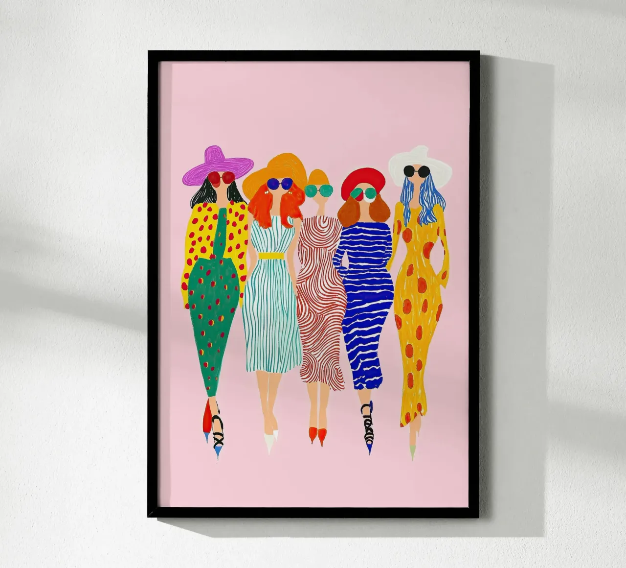 Retro Pop Diva Crew: Abstract Polka Dot Stripe Art hahnemühle by dawnthesea