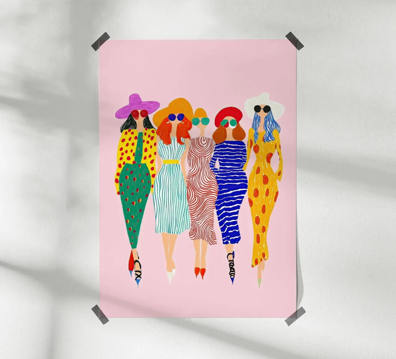 Retro Pop Diva Crew: Abstract Polka Dot Stripe Art hahnemühle by dawnthesea