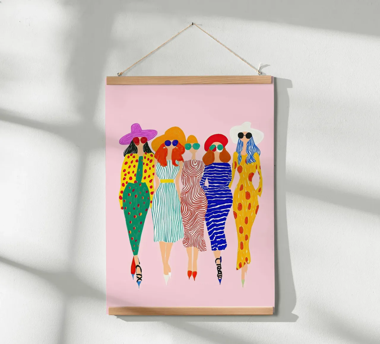 Retro Pop Diva Crew: Abstract Polka Dot Stripe Art hahnemühle by dawnthesea