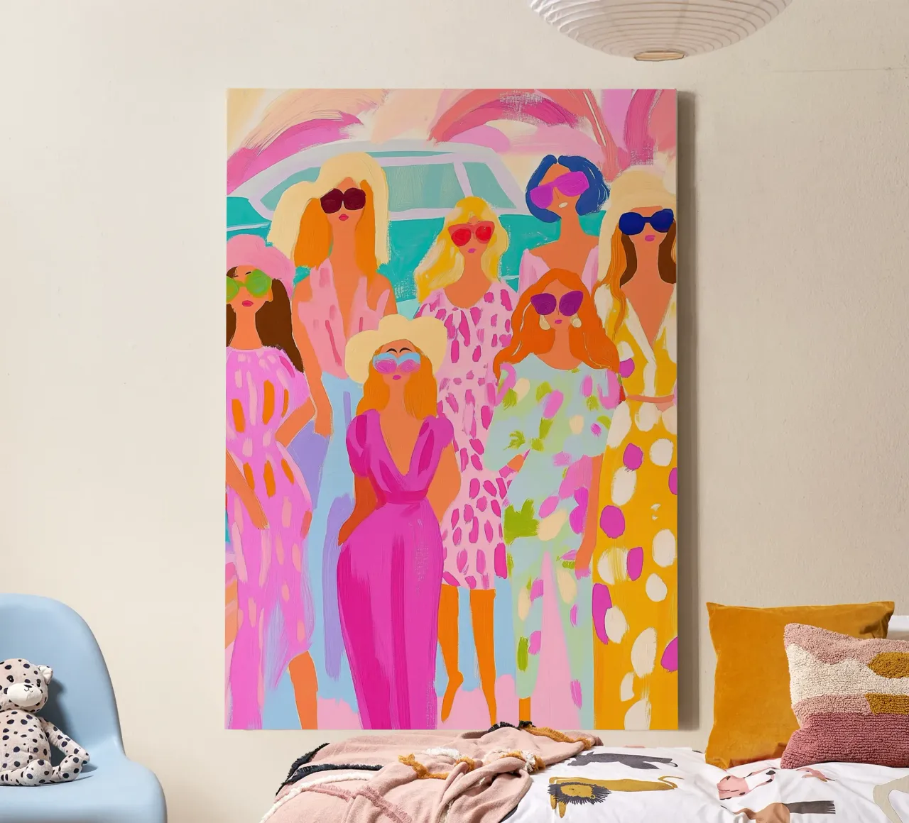 Pastel Pop Squad: Groovy abstracte mode-illustratie canvas van dawnthesea