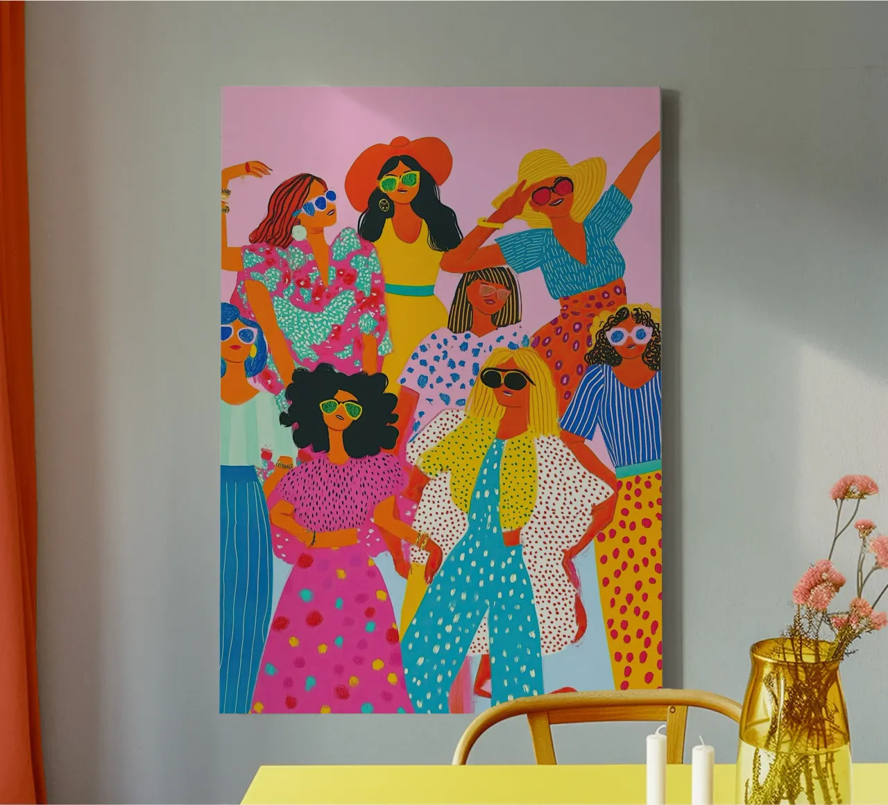 Maximalistische mode Posse: Abstracte Polka Dot Pop Art canvas van dawnthesea