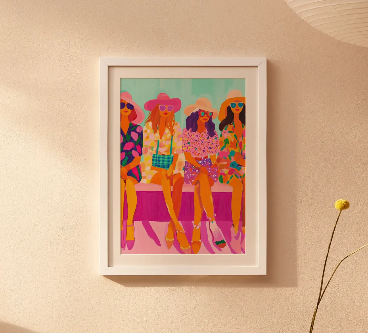 Groupe de filles assises : Imprimé de villégiature Pop Art vibrant hahnemühle de dawnthesea
